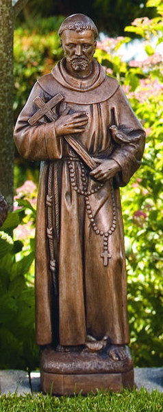 Saint Francis Garden Sculpture Stone 26 inches High with Cross Blessed
